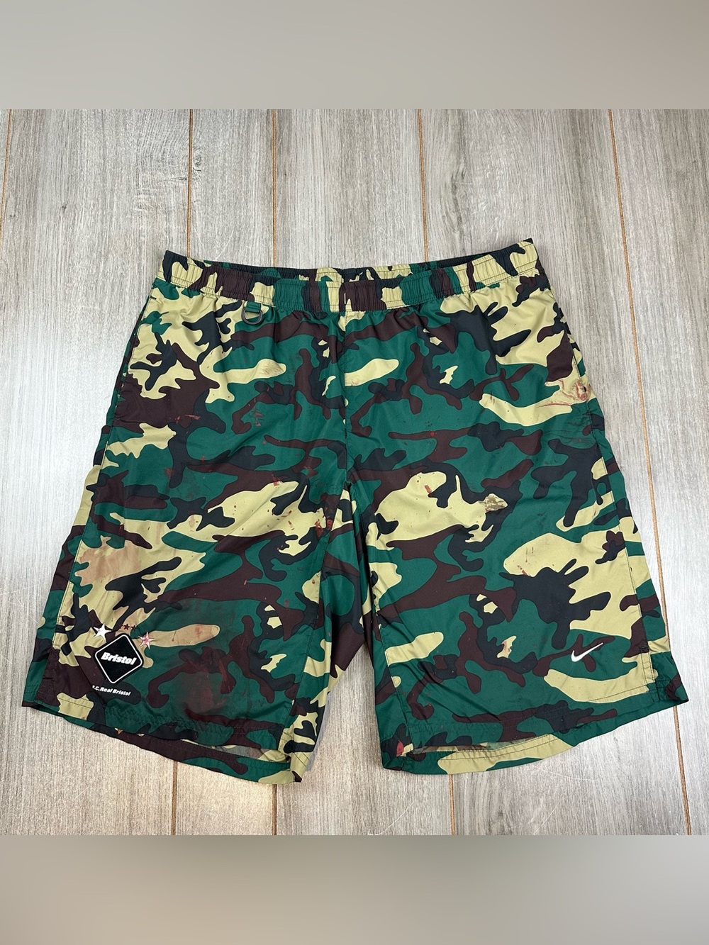 Nike FC The Real Bristol Soccer Shorts 2XL XXL Green Camo Stars *stains